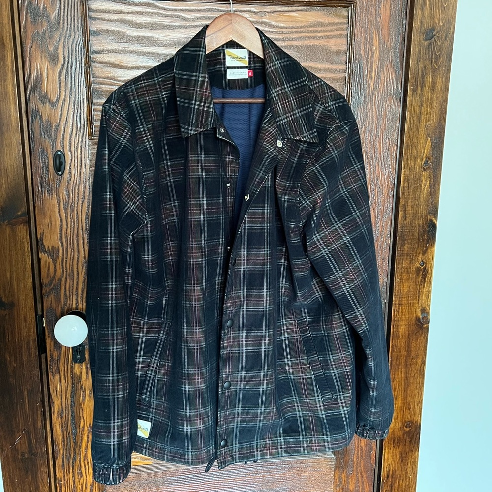 Tracksmith plaid mens field jacket / wind and water repellent